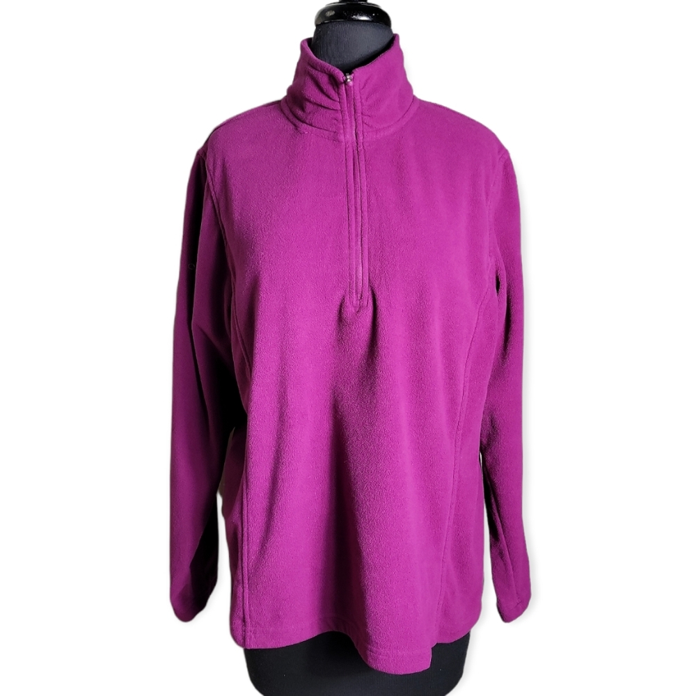 Lands' End pink fleece jacket quater zip up pull over high neck top size large